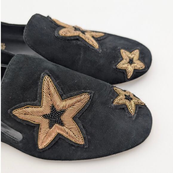 Michael Kors Natasha Suede Gold Star Loafers Women's Black Size US6.5M EU36.5 - Picture 11 of 12